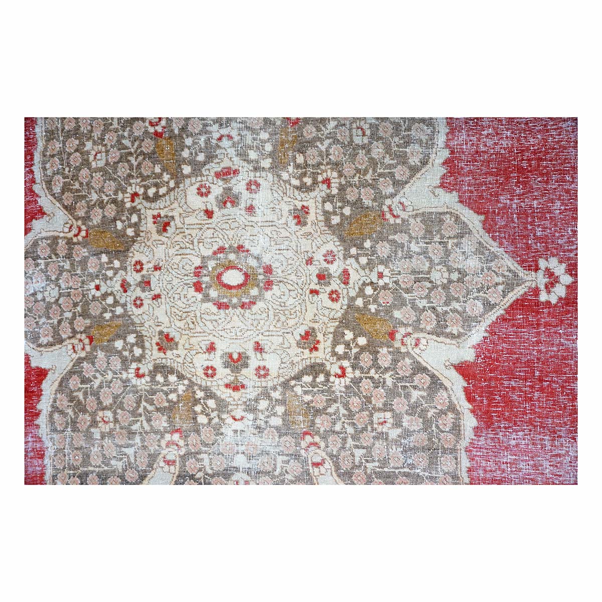 Antique Persian Tabriz Haji Jalili Wool 9x13 Red, Olive & Tan Handmade Area Rug #1142129