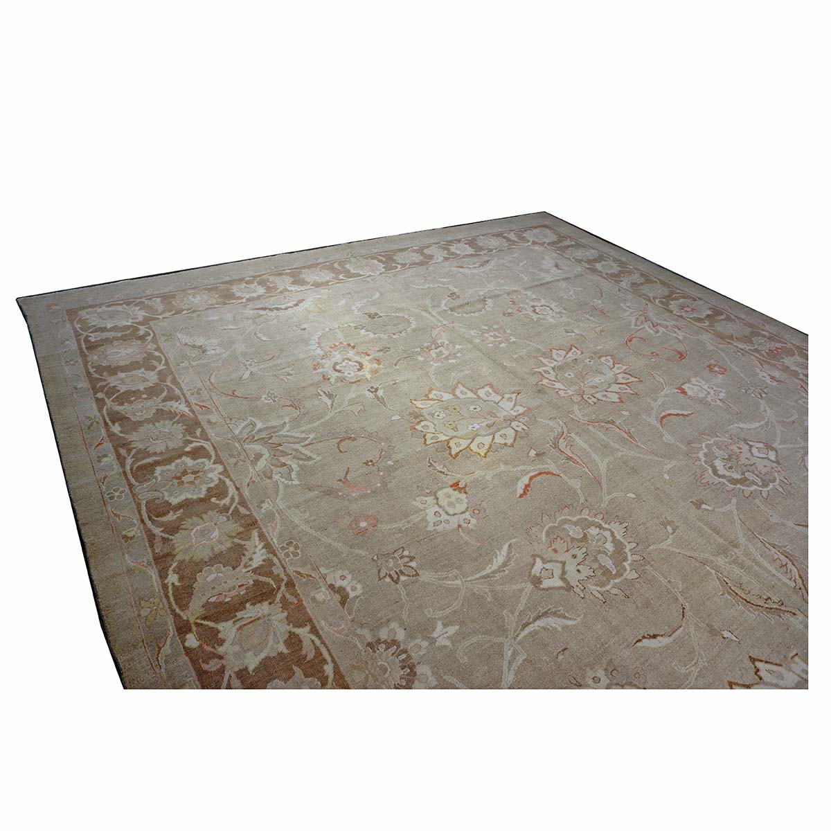 Persian Sultanabad Wool 13x18 Ivory, Taupe & Green Handmade Area Rug #1142322