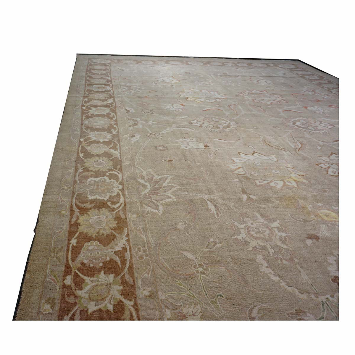 Persian Sultanabad Wool 13x18 Ivory, Taupe & Green Handmade Area Rug #1142322