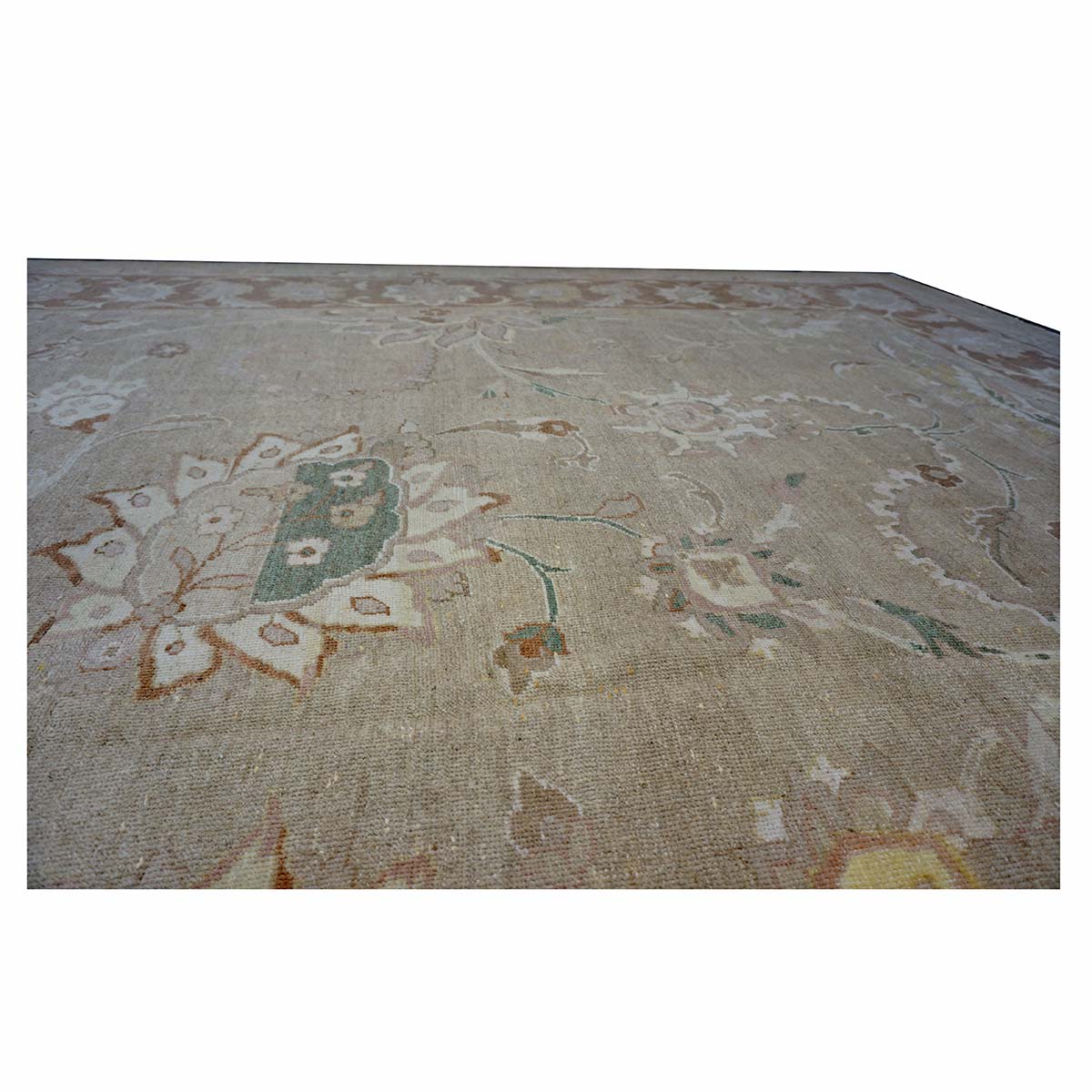 Persian Sultanabad Wool 13x18 Ivory, Taupe & Green Handmade Area Rug #1142322
