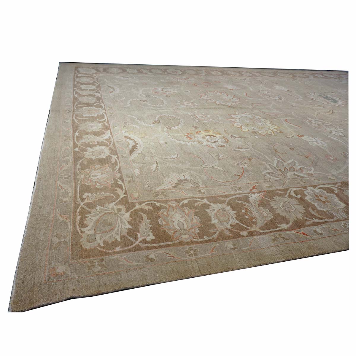 Persian Sultanabad Wool 13x18 Ivory, Taupe & Green Handmade Area Rug #1142322