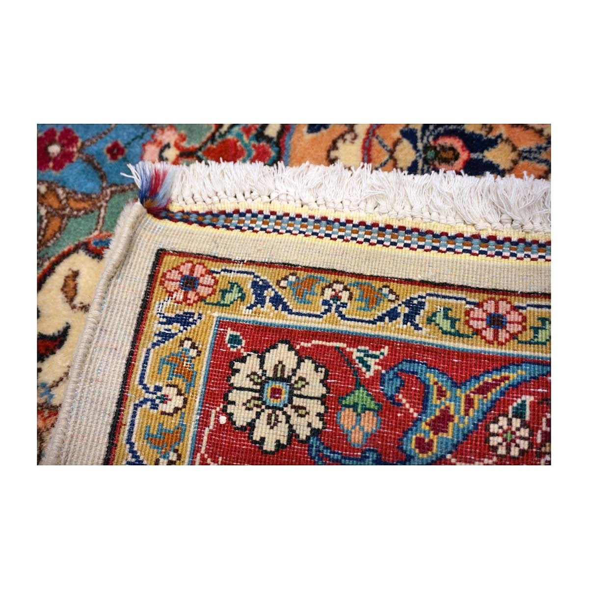 Antique Persian Tabriz Wool 11x15 Ivory & Teal Handmade Area Rug #1142330