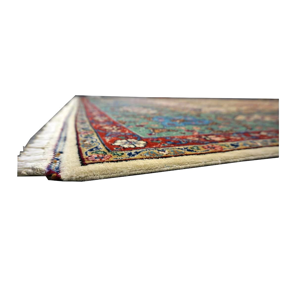 Antique Persian Tabriz Wool 11x15 Ivory & Teal Handmade Area Rug #1142330