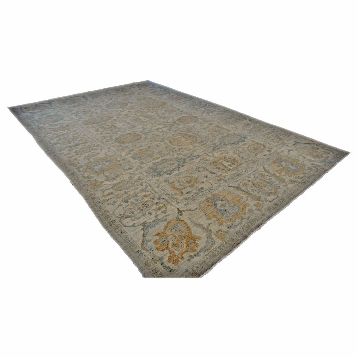Persian Sultanabad Wool 10 x 14 Orange, Ivory & Gray Handmade Area Rug #1142432