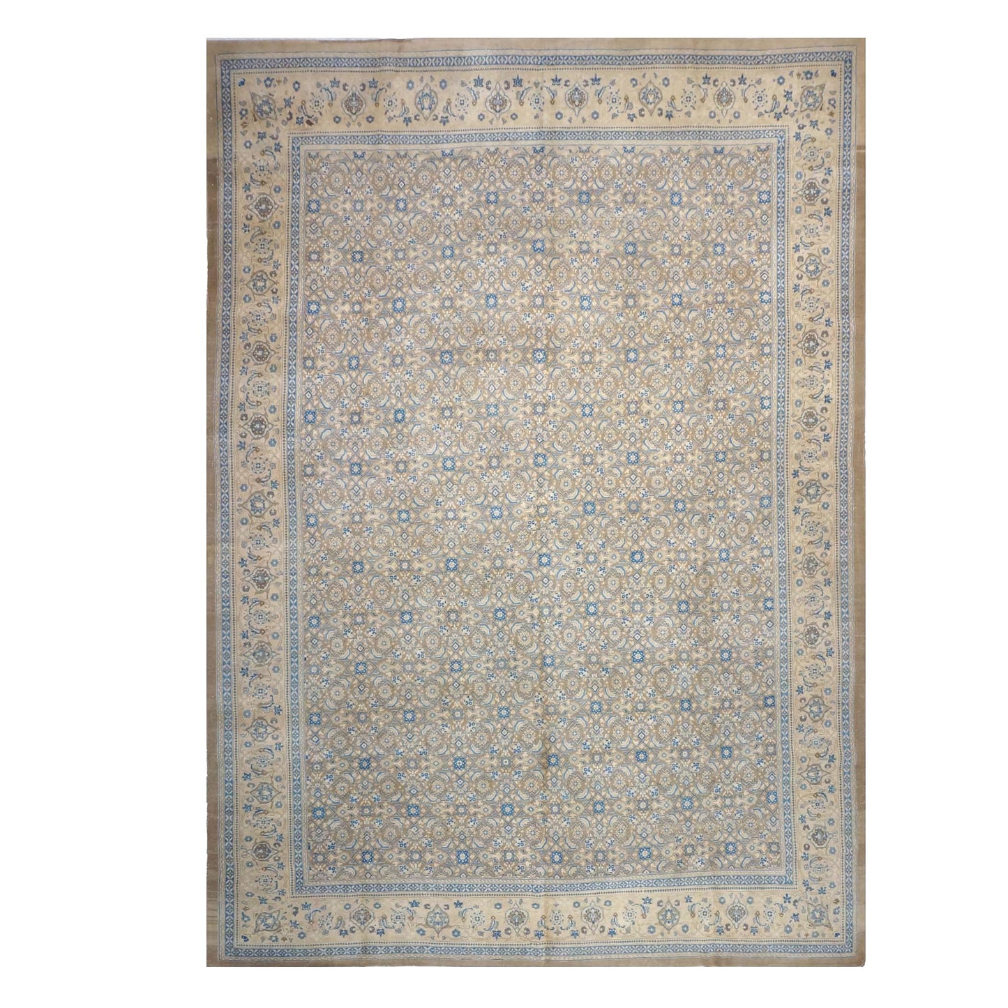 Antique Persian Sultanabad Wool 12x17 Grey, Ivory & Light Blue Handmade Area Rug #1142501