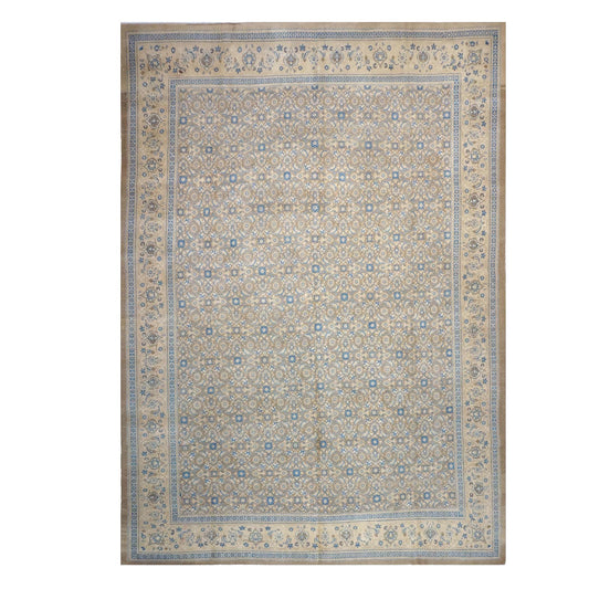 Antique Persian Sultanabad Wool 12x17 Grey, Ivory & Light Blue Handmade Area Rug #1142501