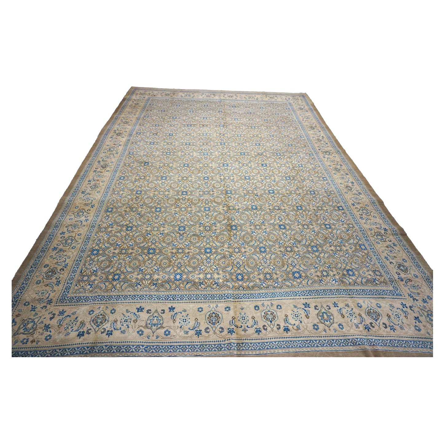 Antique Persian Sultanabad Wool 12x17 Grey, Ivory & Light Blue Handmade Area Rug #1142501