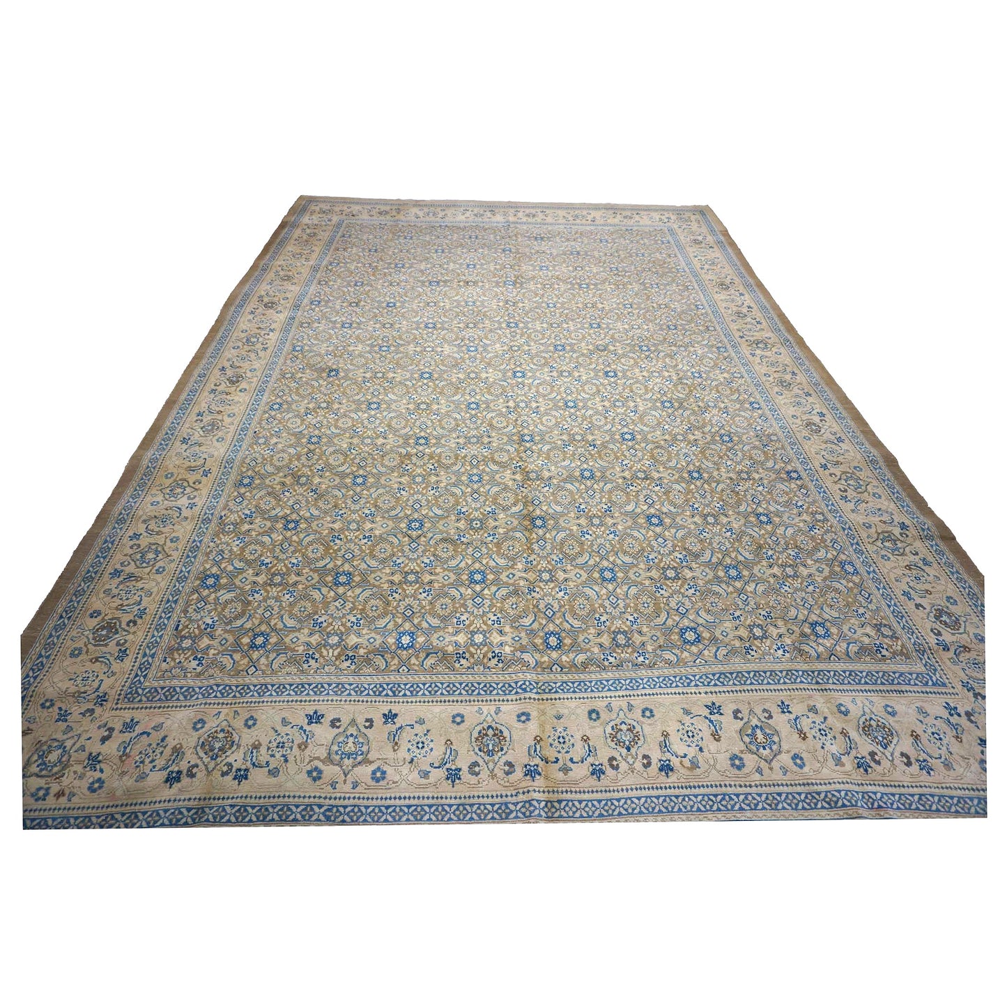 Antique Persian Sultanabad Wool 12x17 Grey, Ivory & Light Blue Handmade Area Rug #1142501