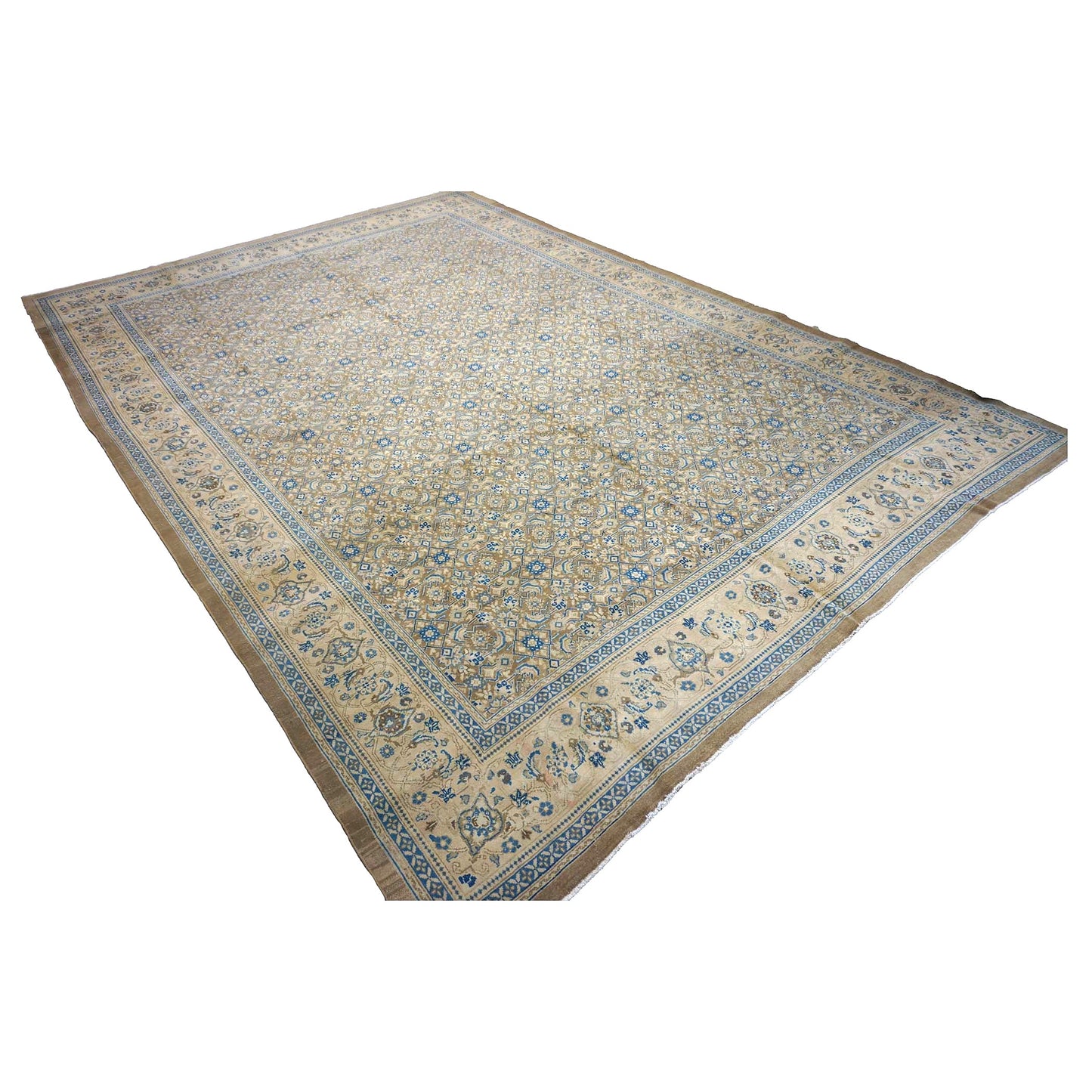 Antique Persian Sultanabad Wool 12x17 Grey, Ivory & Light Blue Handmade Area Rug #1142501
