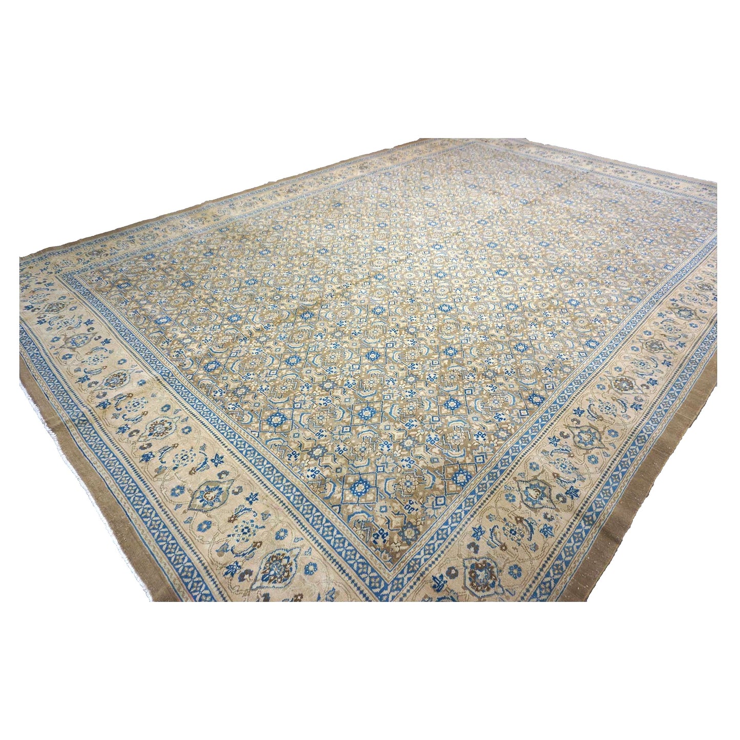 Antique Persian Sultanabad Wool 12x17 Grey, Ivory & Light Blue Handmade Area Rug #1142501