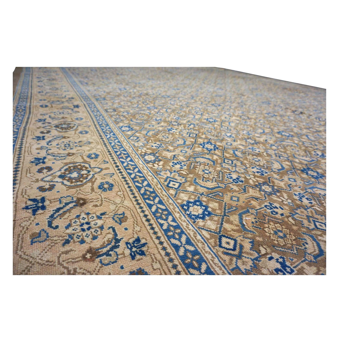 Antique Persian Sultanabad Wool 12x17 Grey, Ivory & Light Blue Handmade Area Rug #1142501