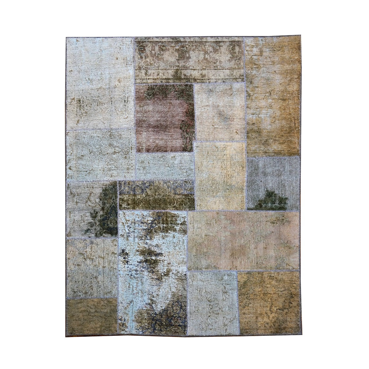 Vintage Persian Patchwork 5X5 Beige & Grey Handmade Square Area Rug #1142755