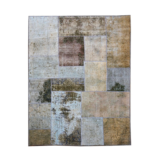 Vintage Persian Patchwork 5X5 Beige & Grey Handmade Square Area Rug #1142755