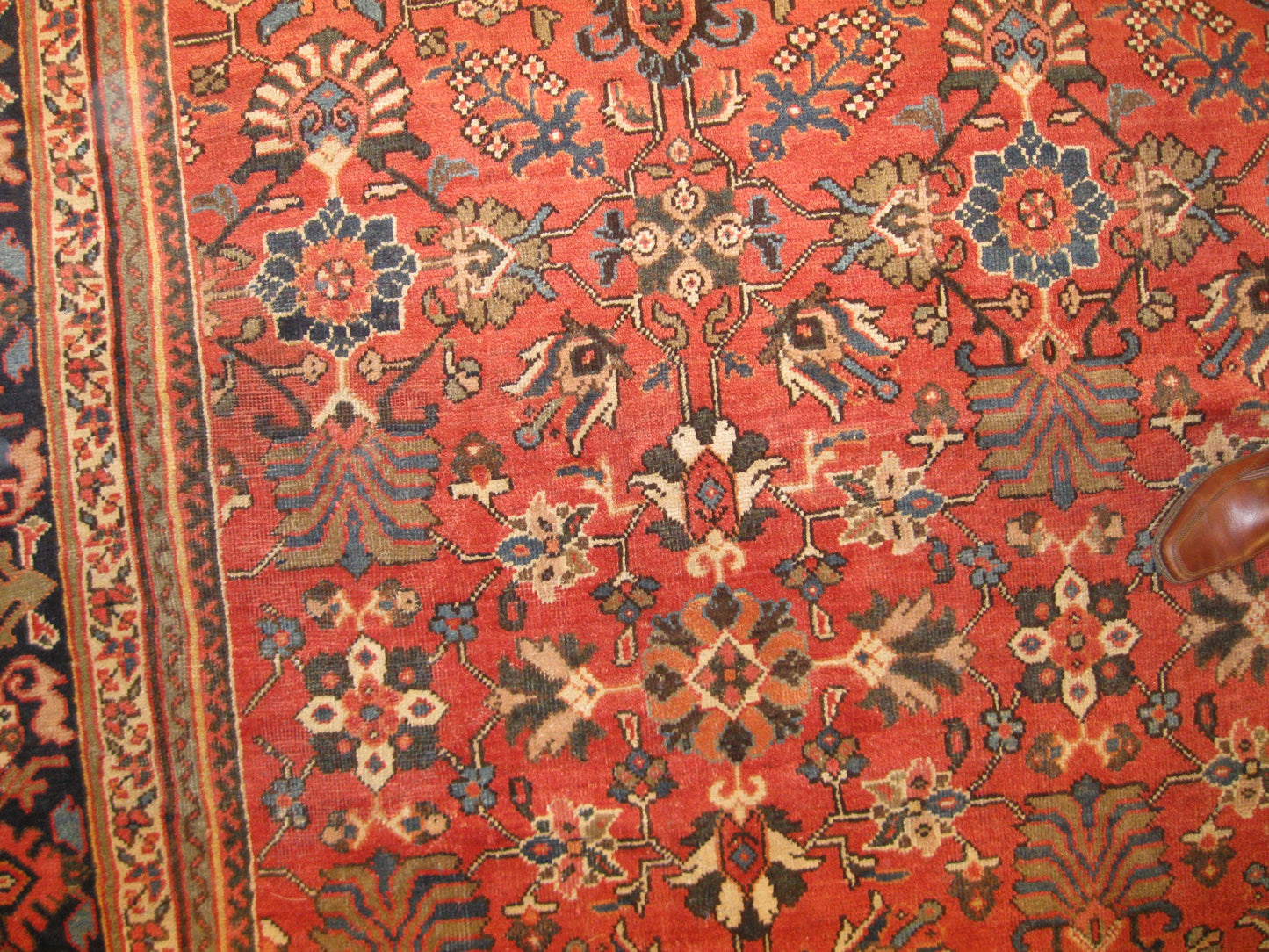 Antique Persian Sultanabad Wool 11x14 Rust, Blue & Ivory Handmade Area Rug #1142822