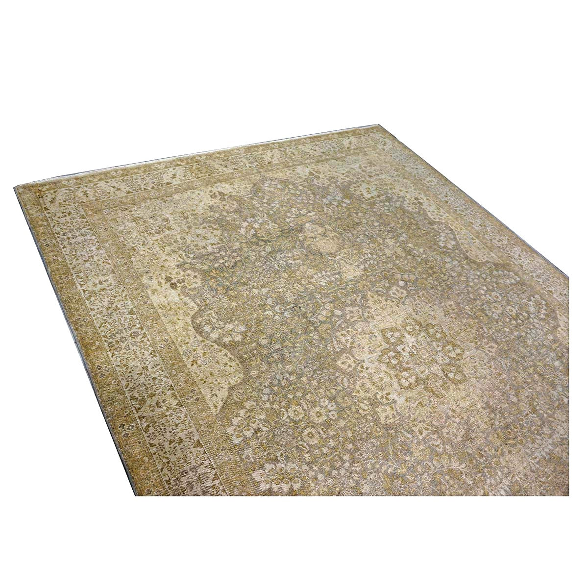 Antique Persian Tabriz Wool 9x11 Tan & Ivory Handmade Area Rug #1142850