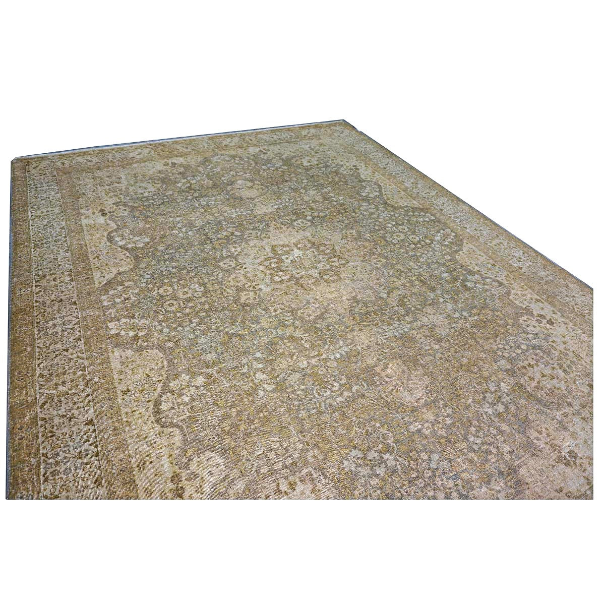 Antique Persian Tabriz Wool 9x11 Tan & Ivory Handmade Area Rug #1142850