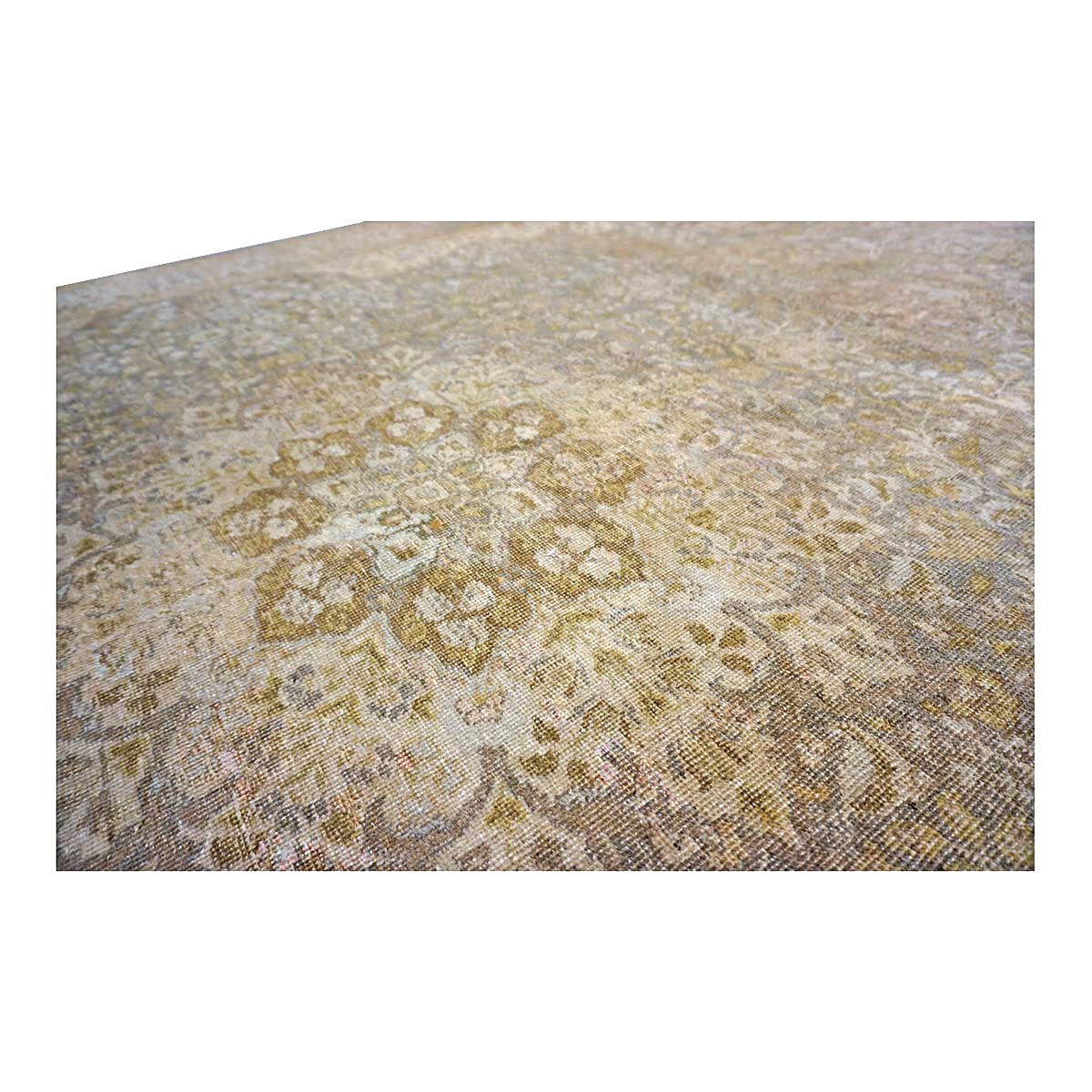 Antique Persian Tabriz Wool 9x11 Tan & Ivory Handmade Area Rug #1142850
