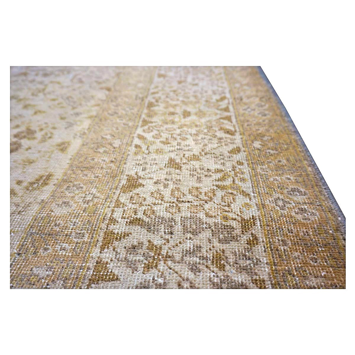 Antique Persian Tabriz Wool 9x11 Tan & Ivory Handmade Area Rug #1142850