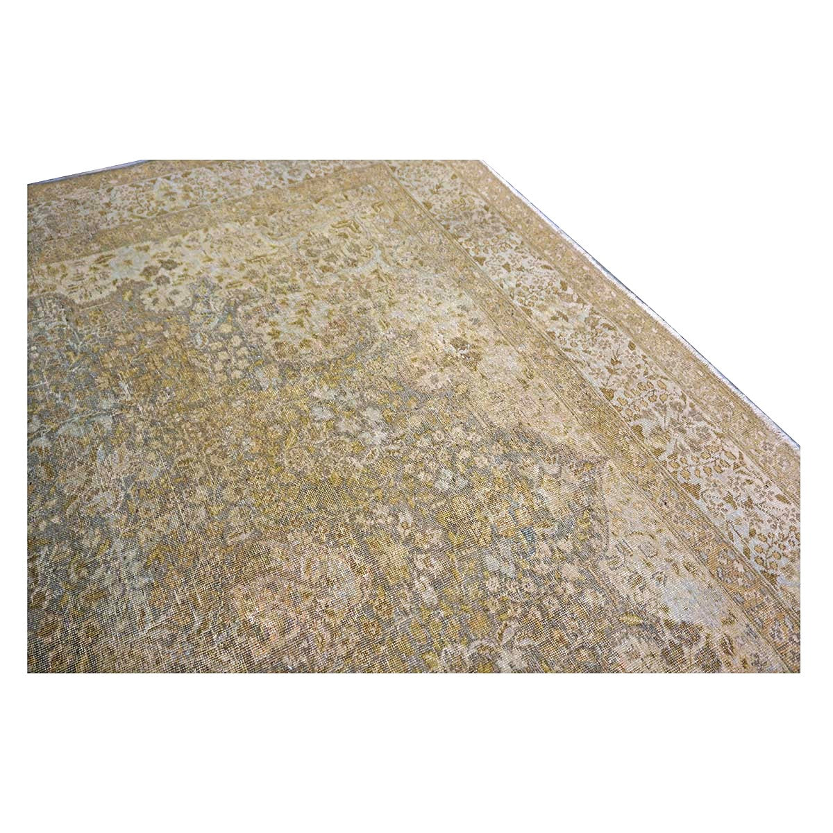 Antique Persian Tabriz Wool 9x11 Tan & Ivory Handmade Area Rug #1142850