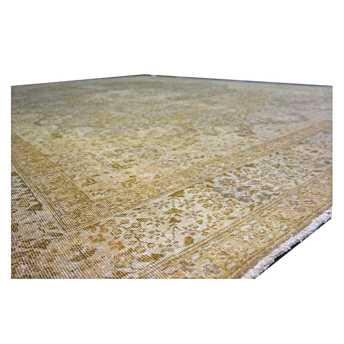 Antique Persian Tabriz Wool 9x11 Tan & Ivory Handmade Area Rug #1142850