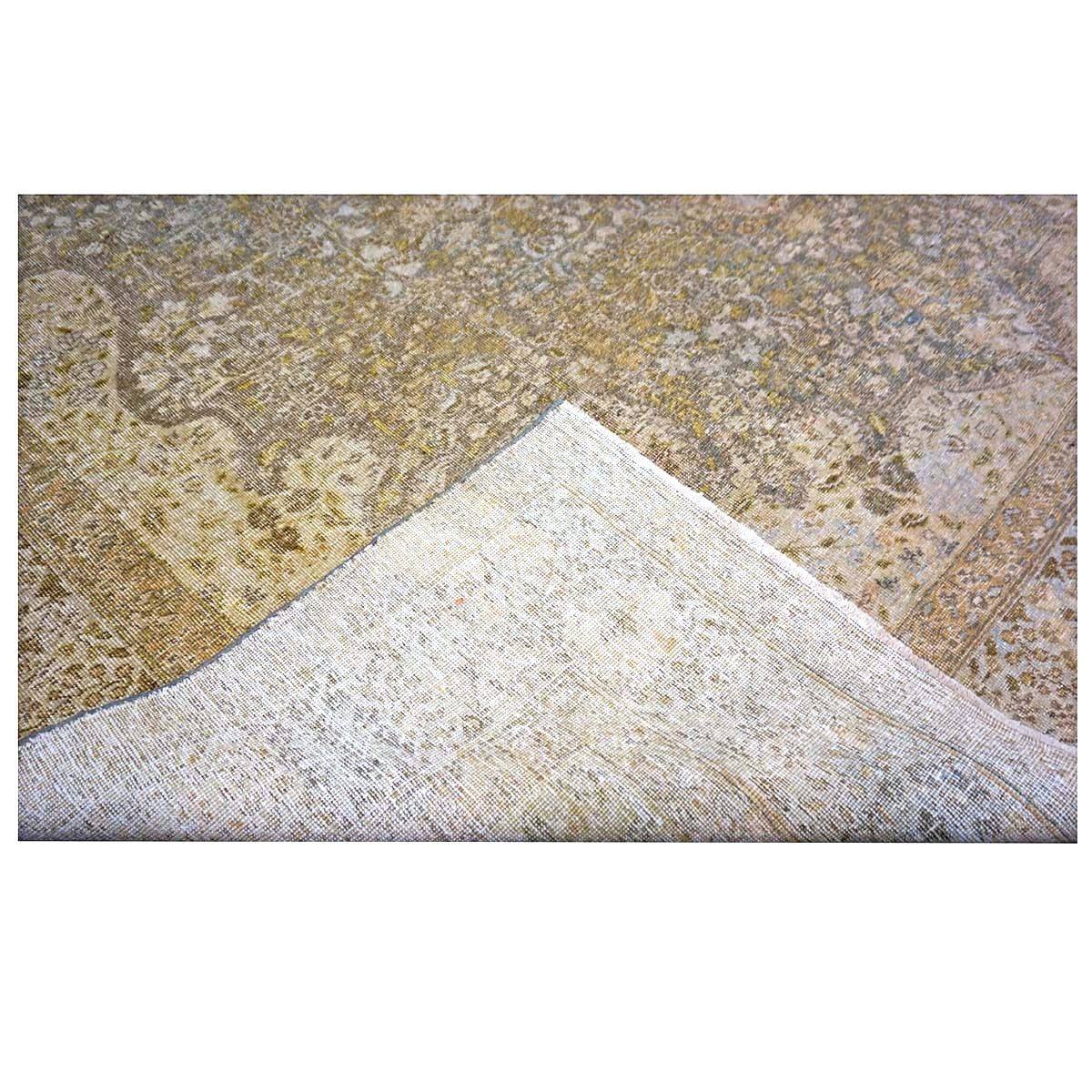 Antique Persian Tabriz Wool 9x11 Tan & Ivory Handmade Area Rug #1142850