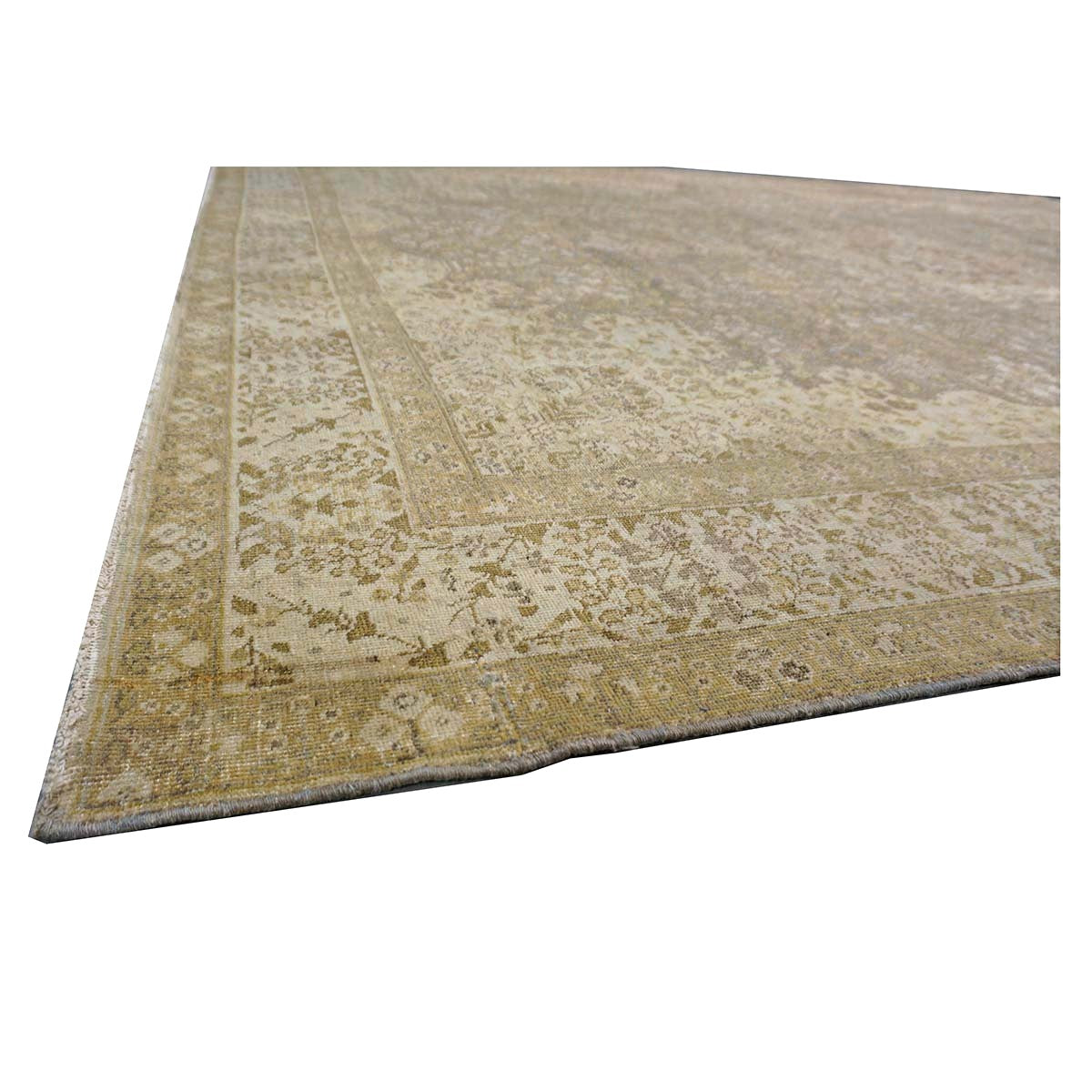Antique Persian Tabriz Wool 9x11 Tan & Ivory Handmade Area Rug #1142850