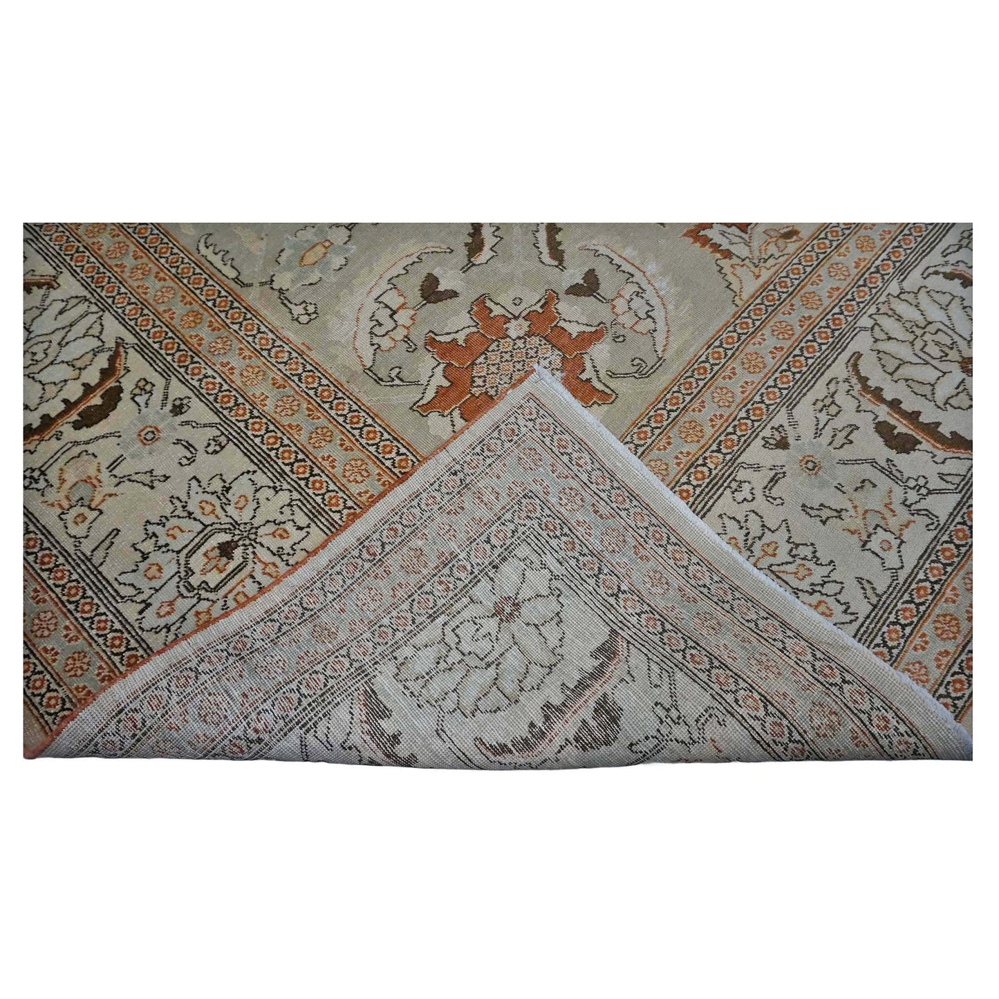Antique Persian Tabriz Wool 10x13 Tan & Rust Handmade Area Rug #1142903