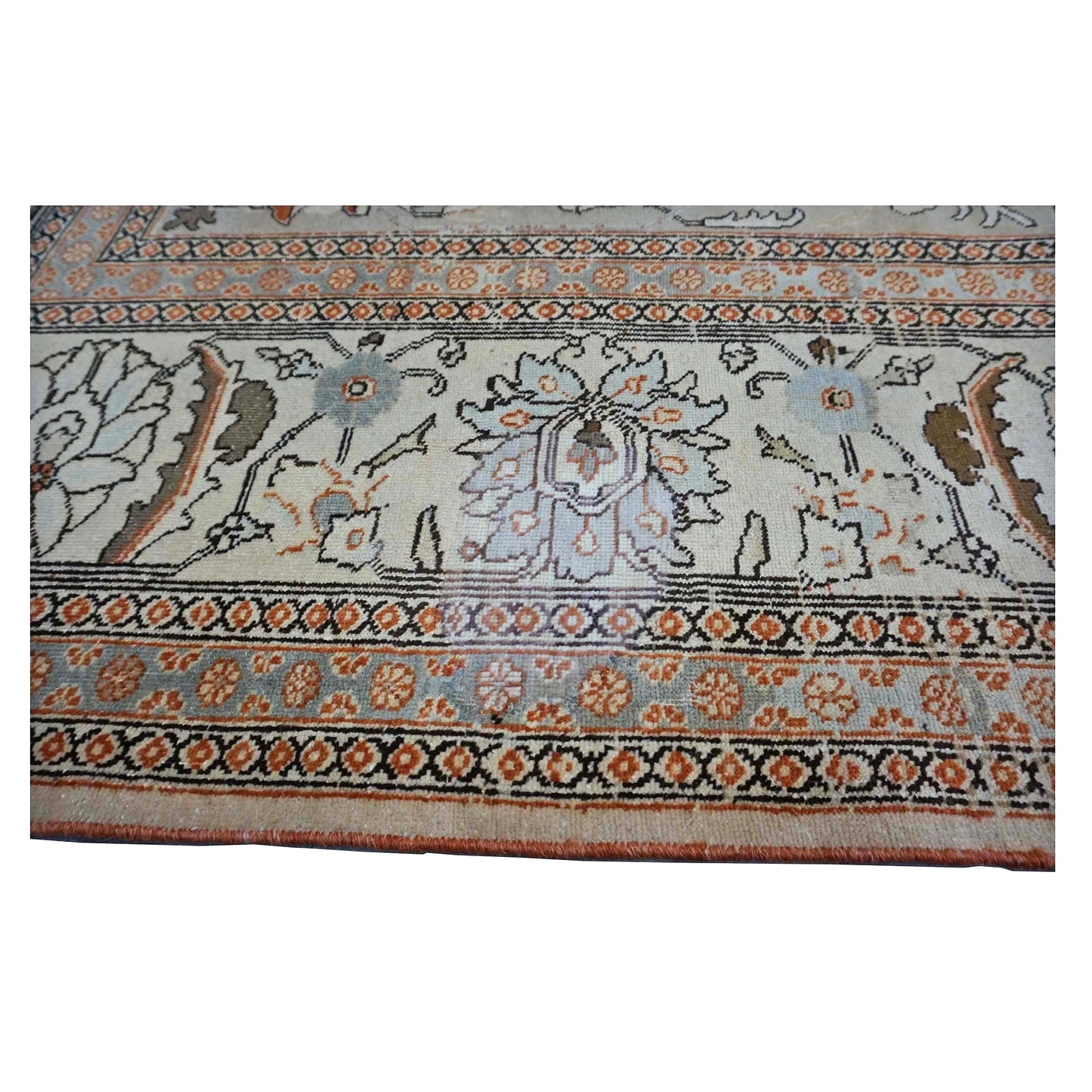 Antique Persian Tabriz Wool 10x13 Tan & Rust Handmade Area Rug #1142903