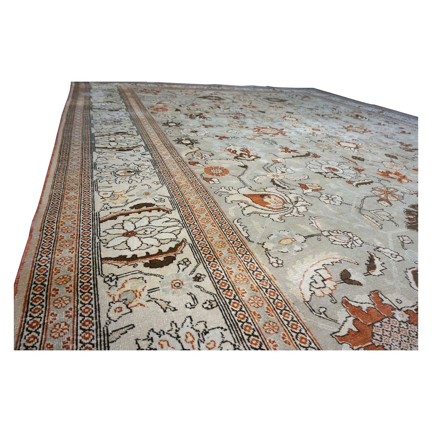 Antique Persian Tabriz Wool 10x13 Tan & Rust Handmade Area Rug #1142903