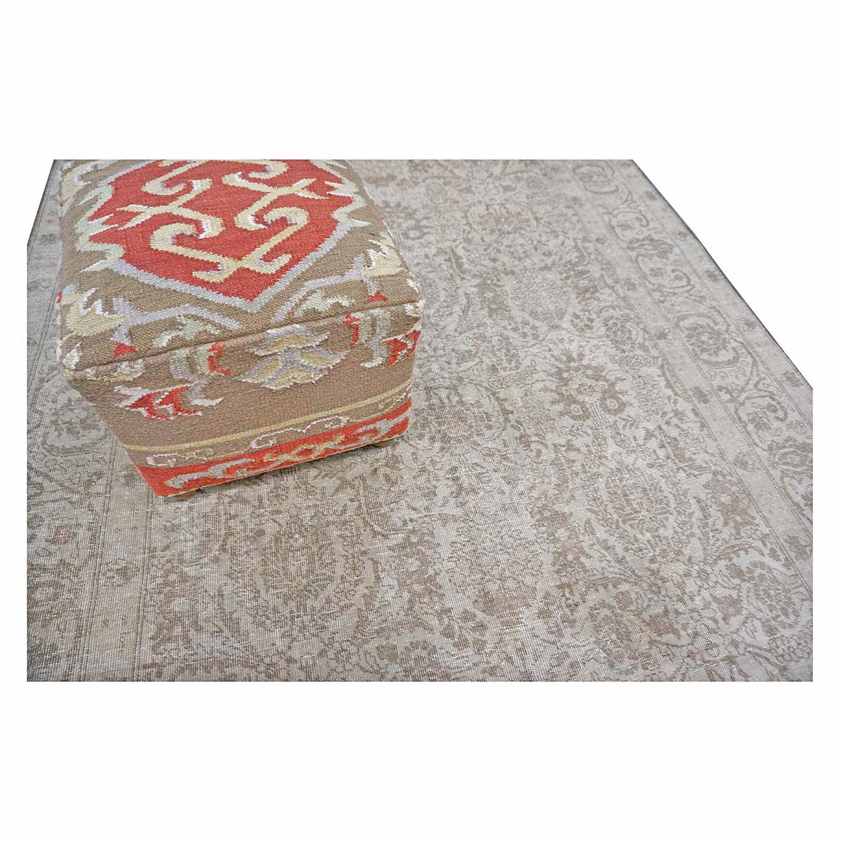 Antique Persian Sultanabad Wool 6x9 Grey, Ivory & Tan Handmade Area Rug #1142950