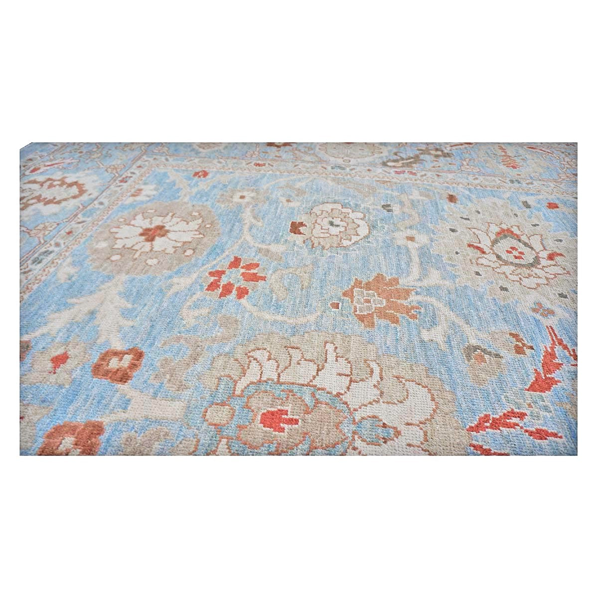 Persian Sultanabad Wool 9x12 Blue, Ivory & Tan Handmade Area Rug #1142964
