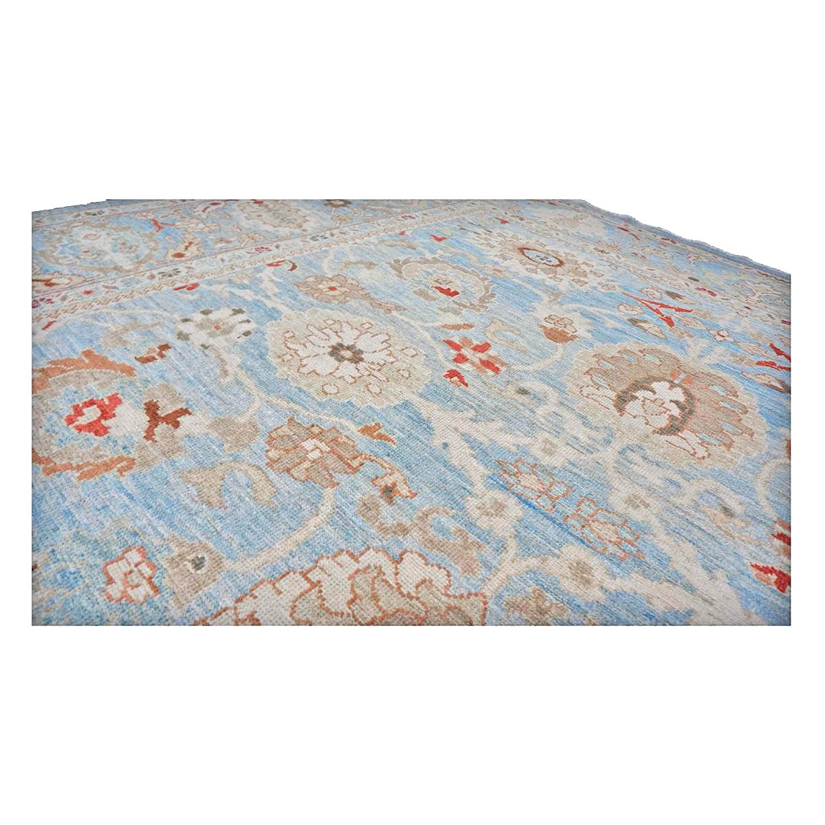 Persian Sultanabad Wool 9x12 Blue, Ivory & Tan Handmade Area Rug #1142964