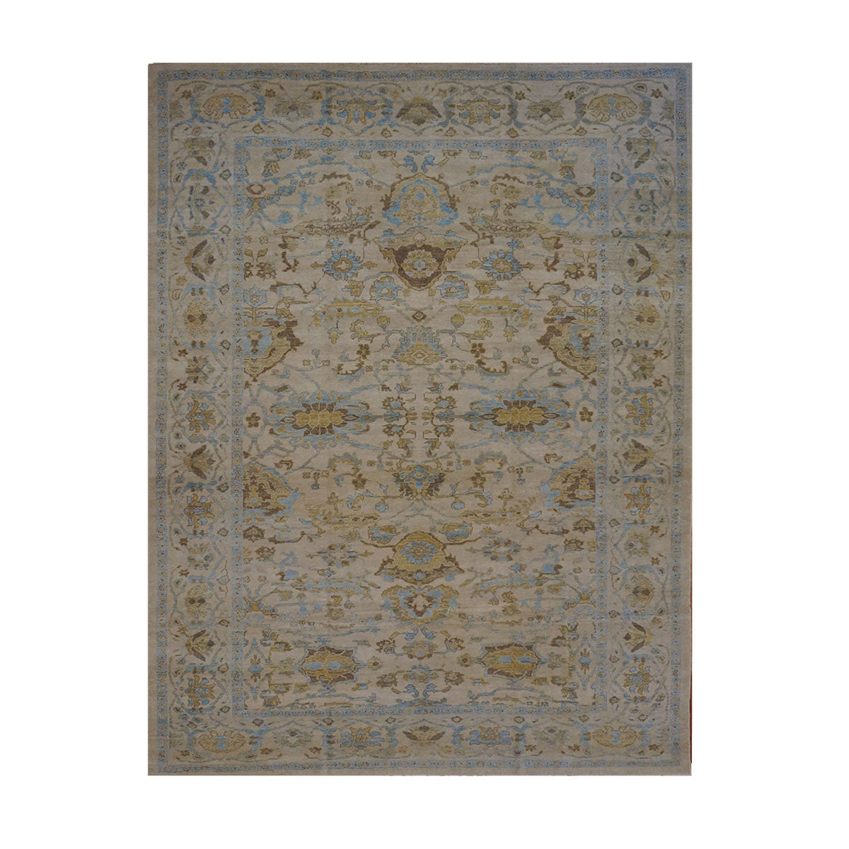Persian Sultanabad Masters Wool 10 x 14 Tan, Light Blue & Ivory Handmade Area Rug #1142982