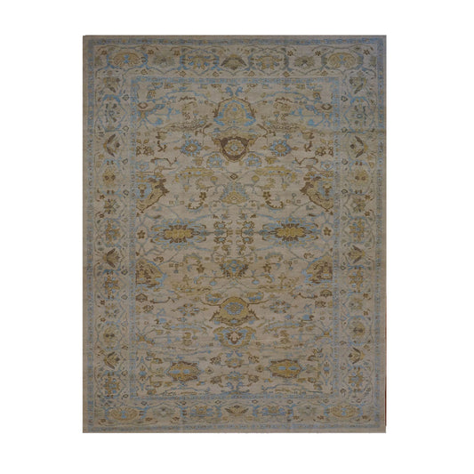 Persian Sultanabad Masters Wool 10 x 14 Tan, Light Blue & Ivory Handmade Area Rug #1142982