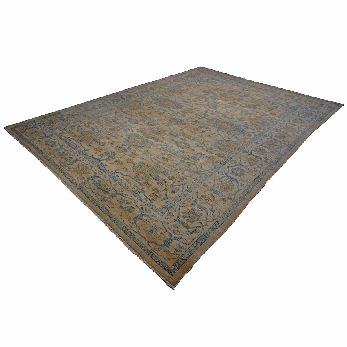Persian Sultanabad Masters Wool 10 x 14 Tan, Light Blue & Ivory Handmade Area Rug #1142982