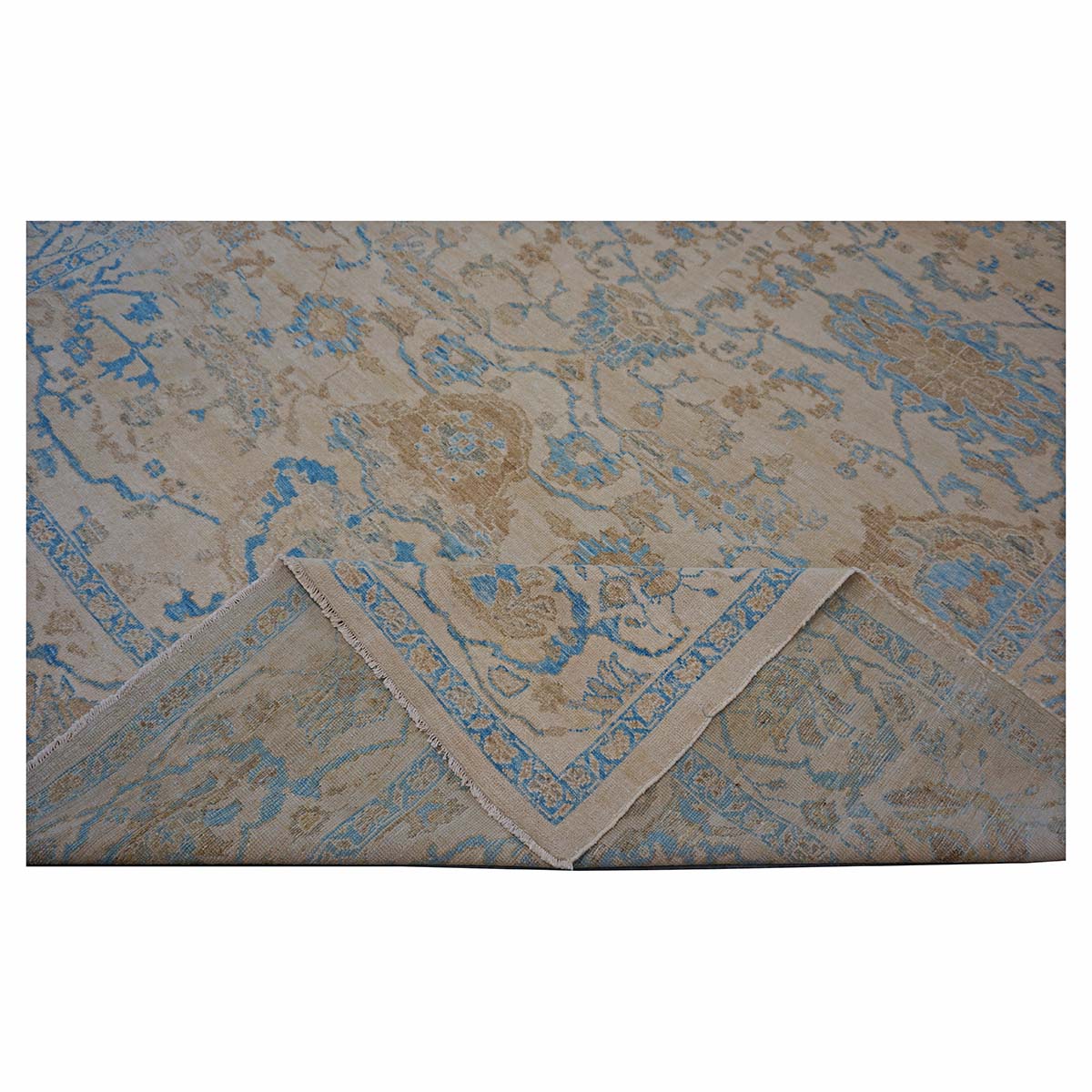 Persian Sultanabad Masters Wool 10 x 14 Tan, Light Blue & Ivory Handmade Area Rug #1142982