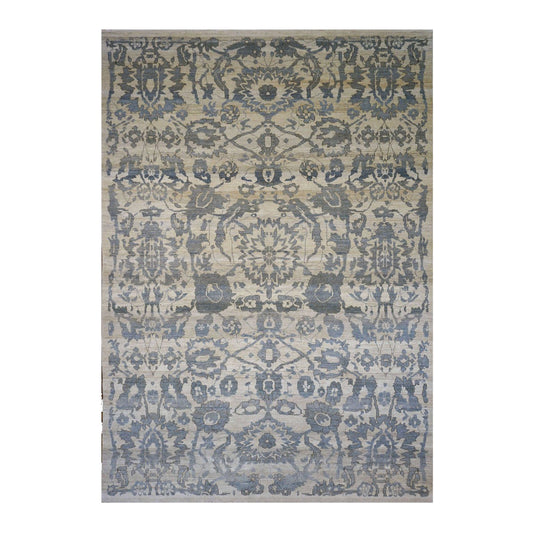 Turkish Sultanabad Wool 10x14 Blue, Gray & Ivory Handmade Area Rug #1142993