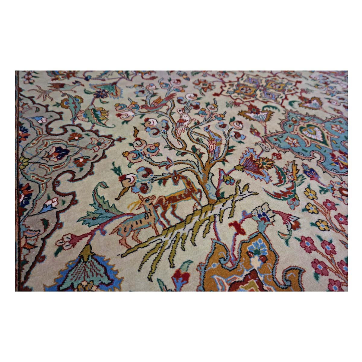 Vintage Persian Tabriz Wool 6x9 Pistachio Green & Red Handmade Area Rug #1143029