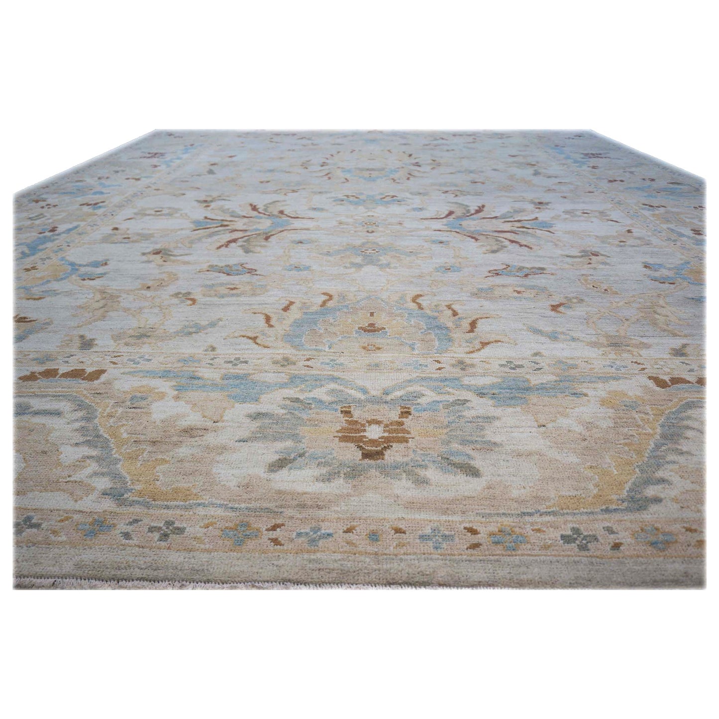 Persian Sultanabad Wool 10x14  Light Blue & Ivory Handmade Area Rug #1143032