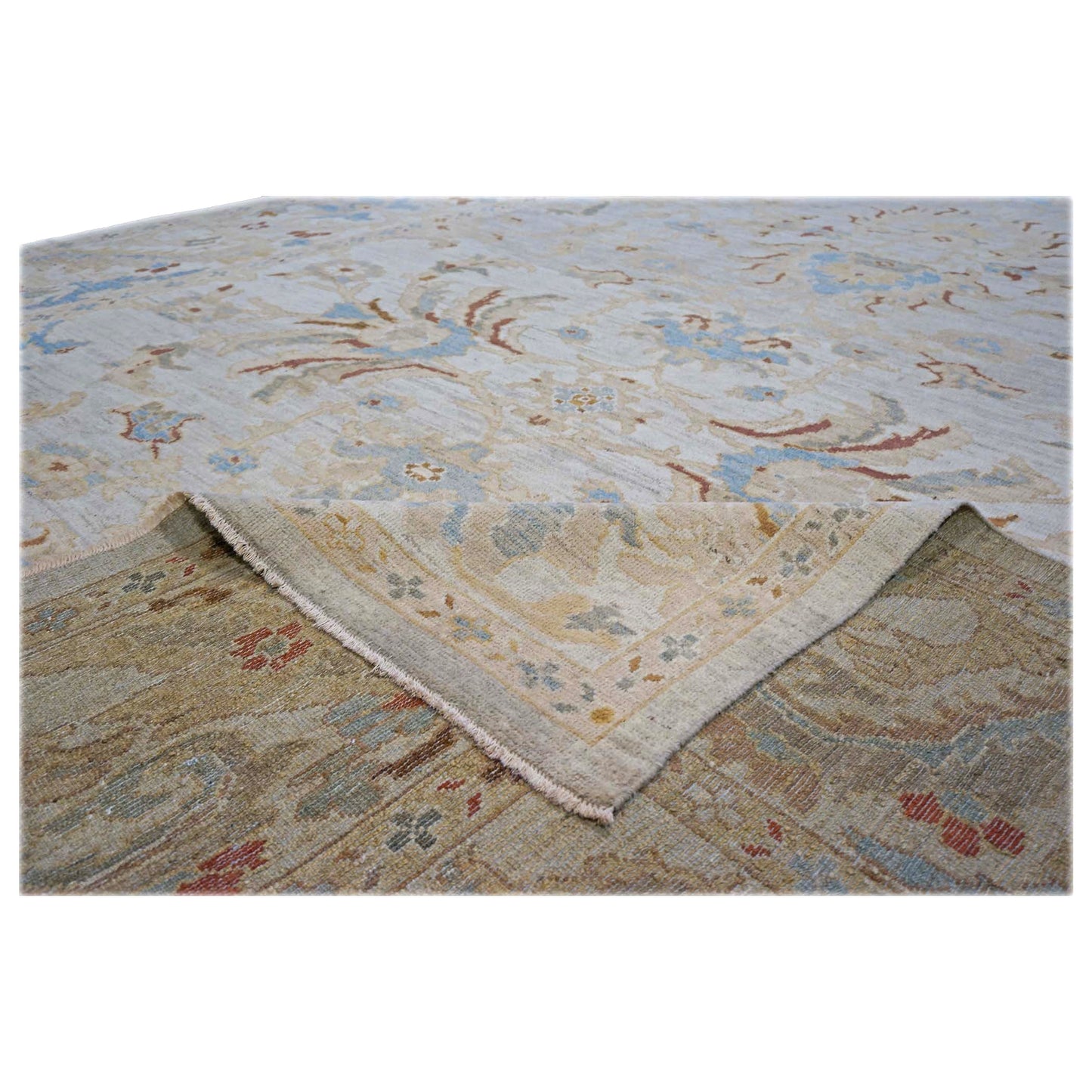 Persian Sultanabad Wool 10x14  Light Blue & Ivory Handmade Area Rug #1143032