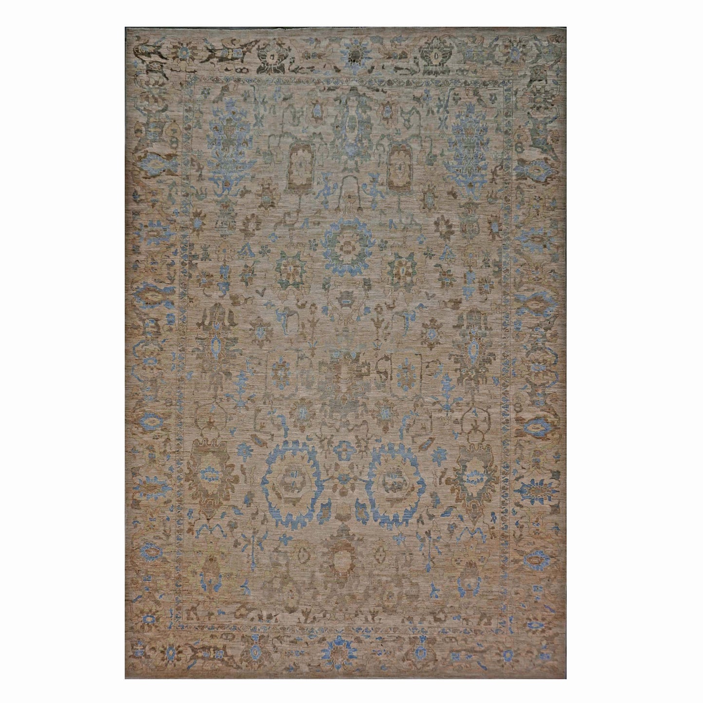Persian Sultanabad Wool 12x18 Light Blue, Beige, & Brown Handmade Area Rug #1143043