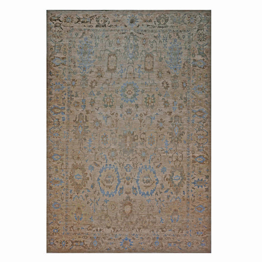 Persian Sultanabad Wool 12x18 Light Blue, Beige, & Brown Handmade Area Rug #1143043
