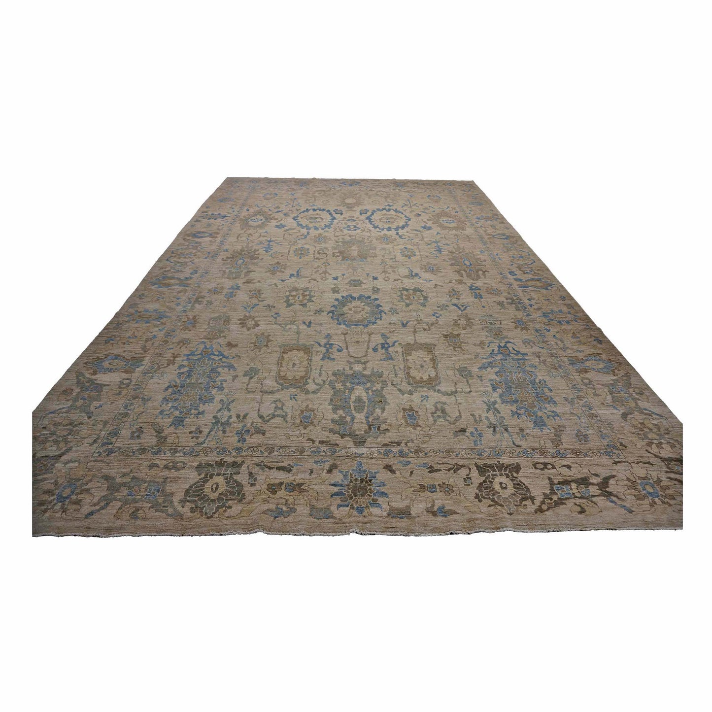 Persian Sultanabad Wool 12x18 Light Blue, Beige, & Brown Handmade Area Rug #1143043