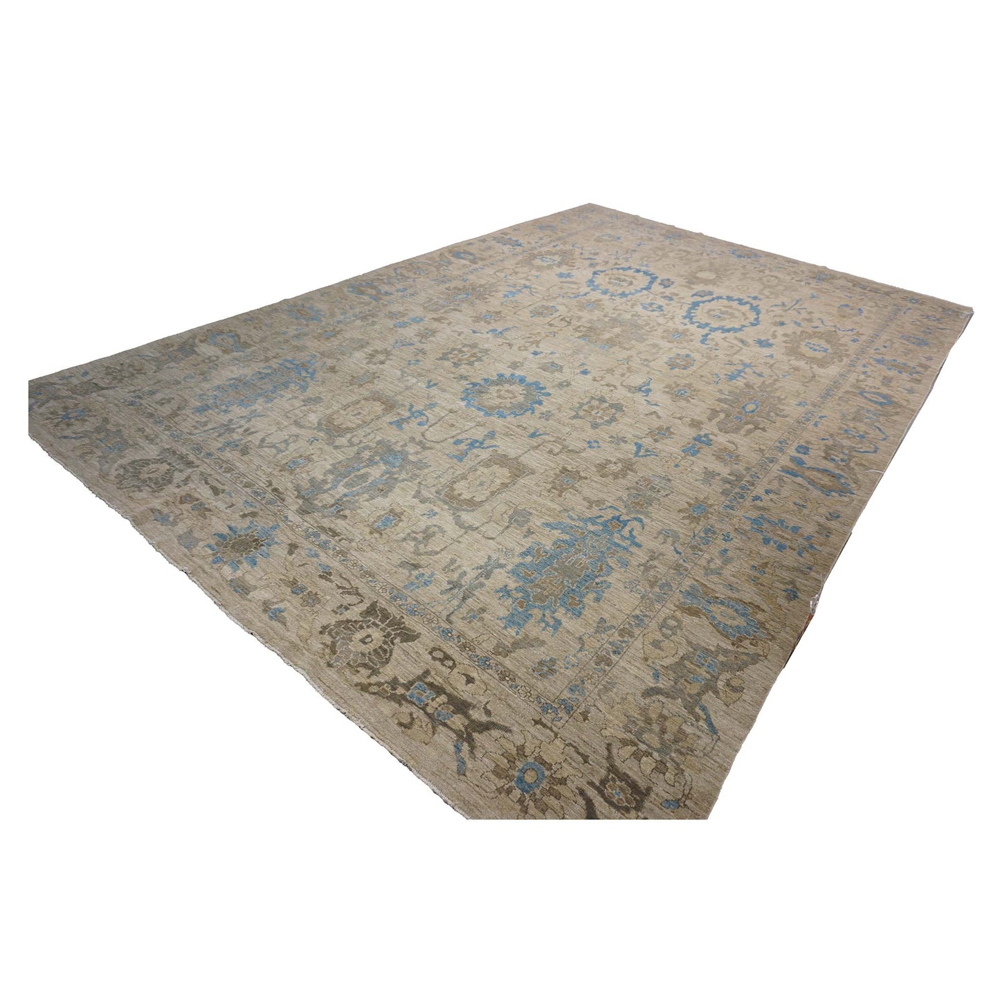 Persian Sultanabad Wool 12x18 Light Blue, Beige, & Brown Handmade Area Rug #1143043