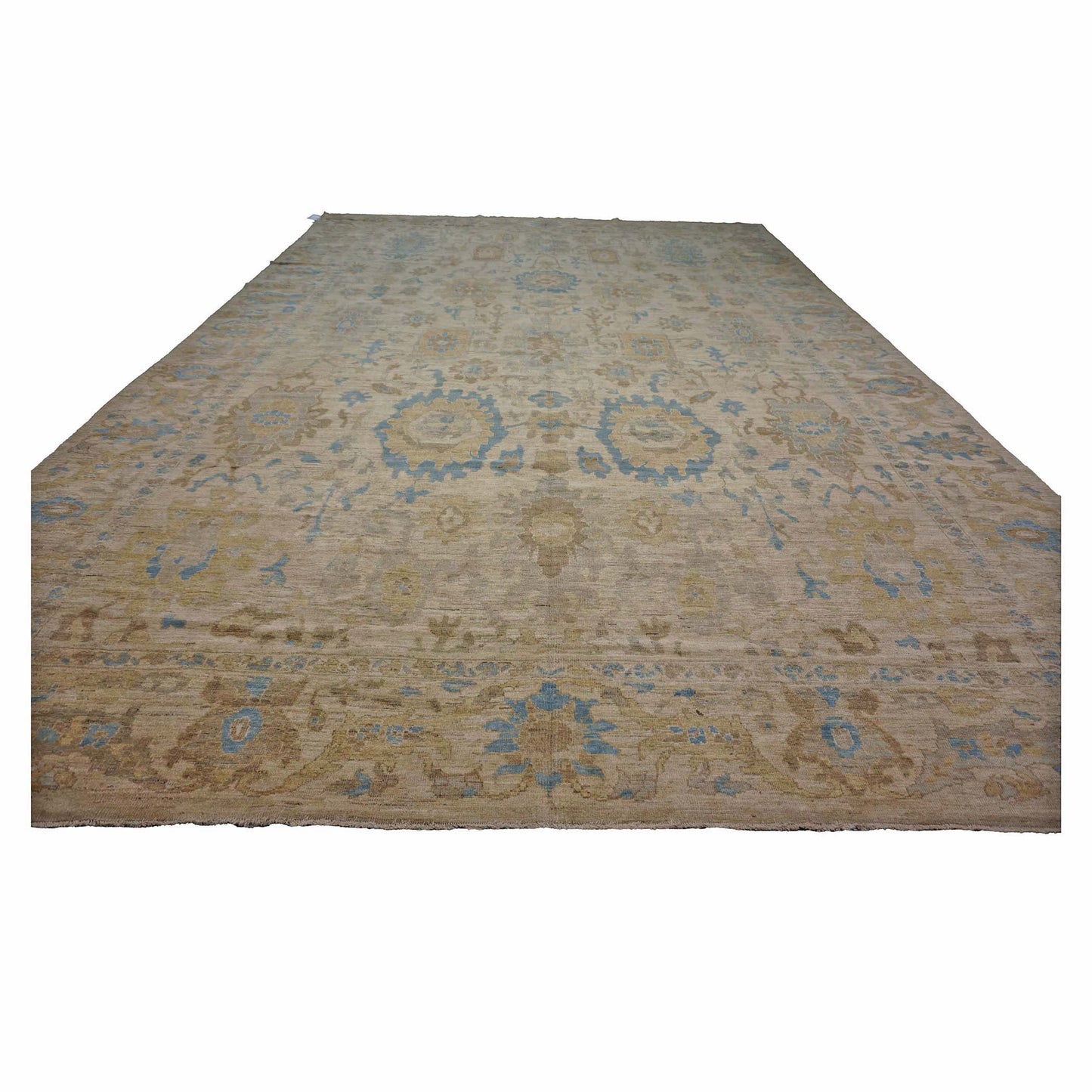 Persian Sultanabad Wool 12x18 Light Blue, Beige, & Brown Handmade Area Rug #1143043