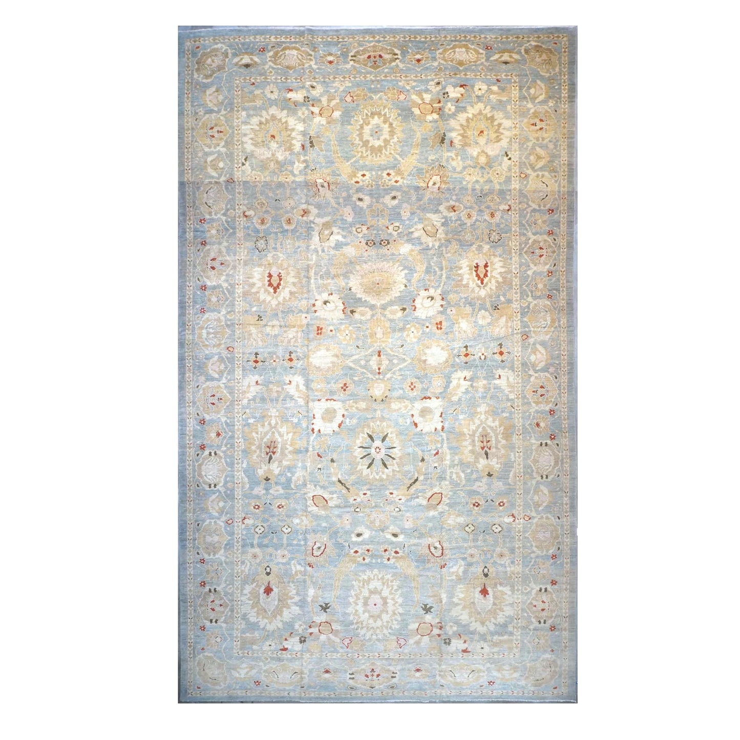 Persian Sultanabad Wool 13x23 Blue, Ivory & Red Handmade Oversized Area Rug #1143101