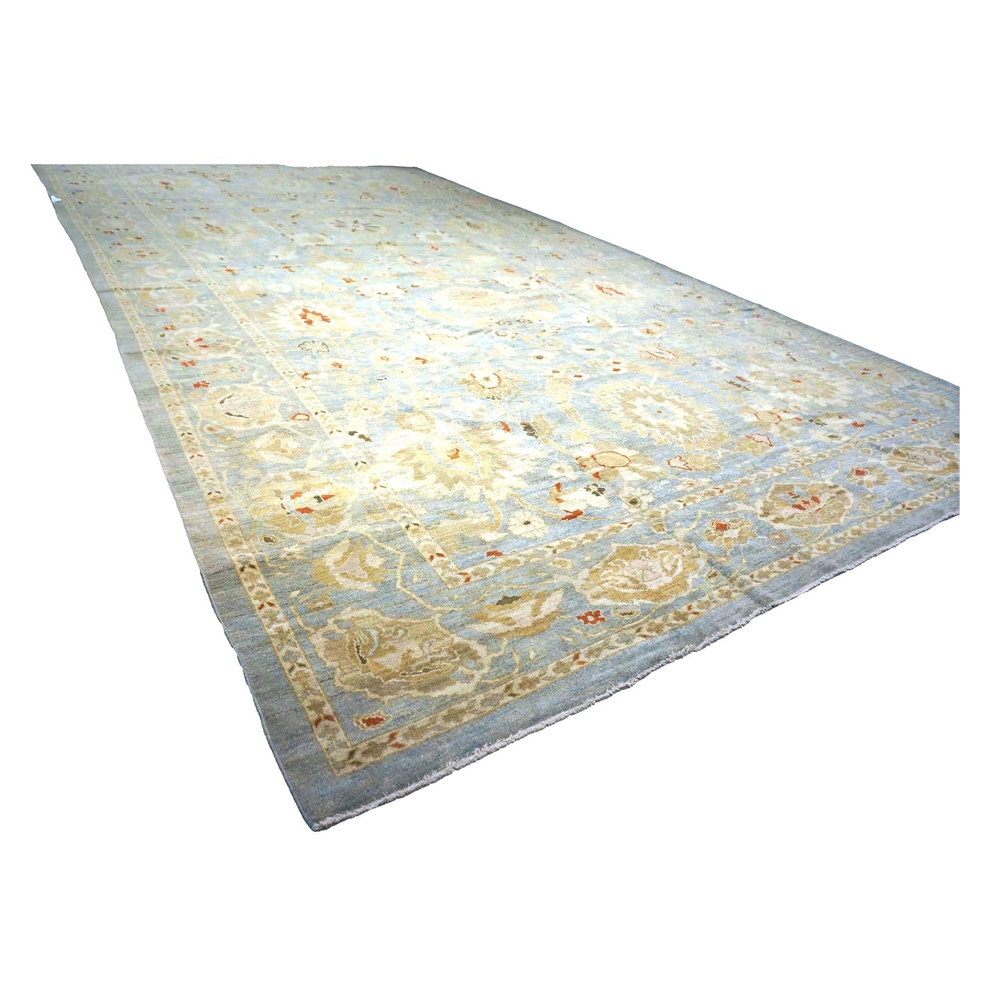 Persian Sultanabad Wool 13x23 Blue, Ivory & Red Handmade Oversized Area Rug #1143101