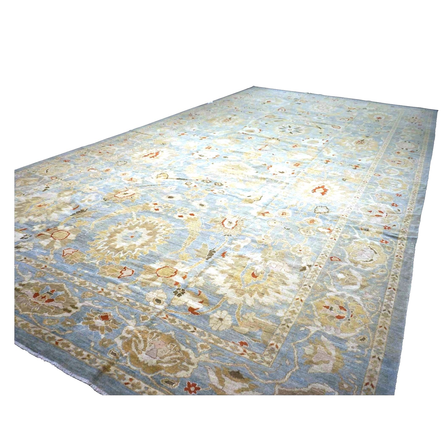 Persian Sultanabad Wool 13x23 Blue, Ivory & Red Handmade Oversized Area Rug #1143101