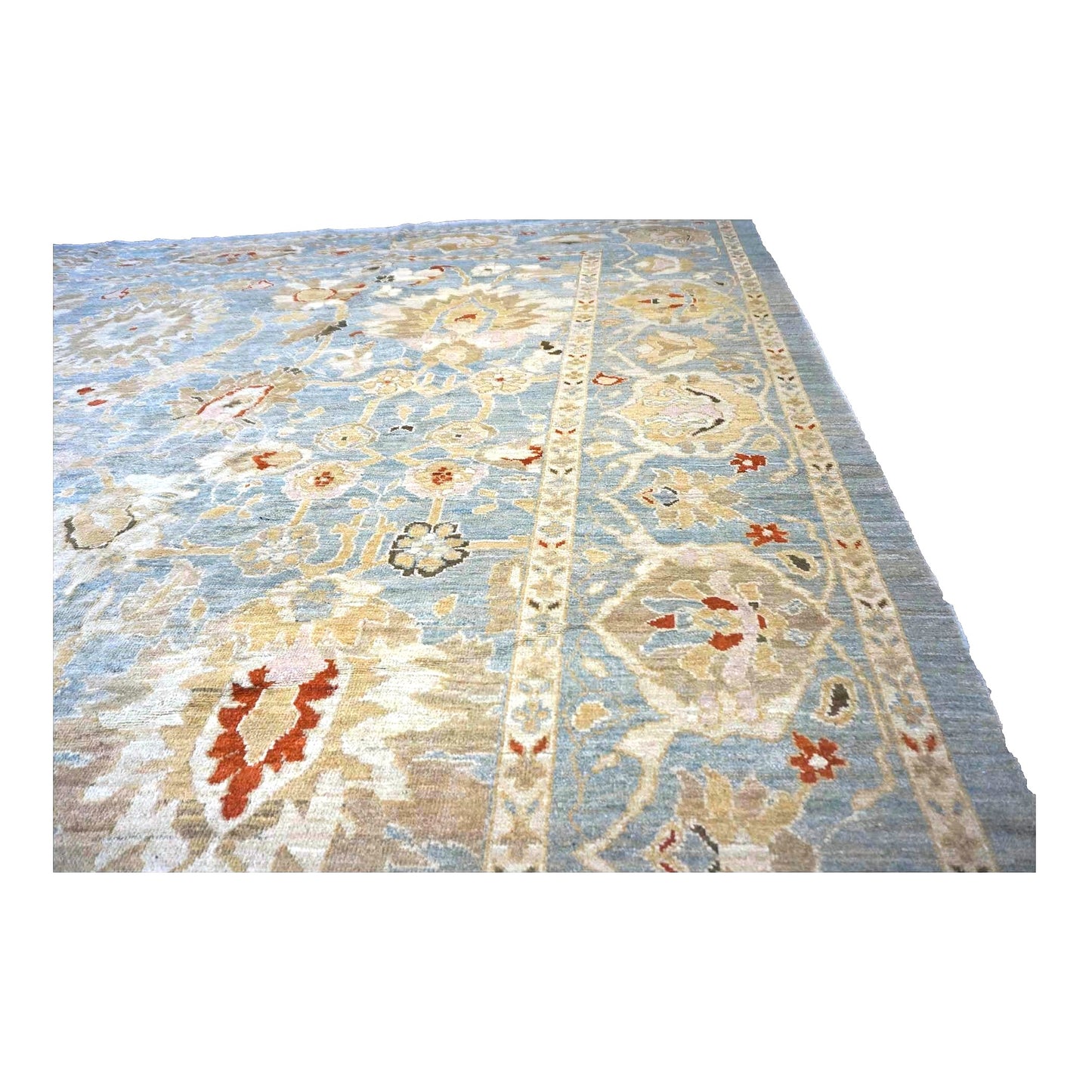 Persian Sultanabad Wool 13x23 Blue, Ivory & Red Handmade Oversized Area Rug #1143101