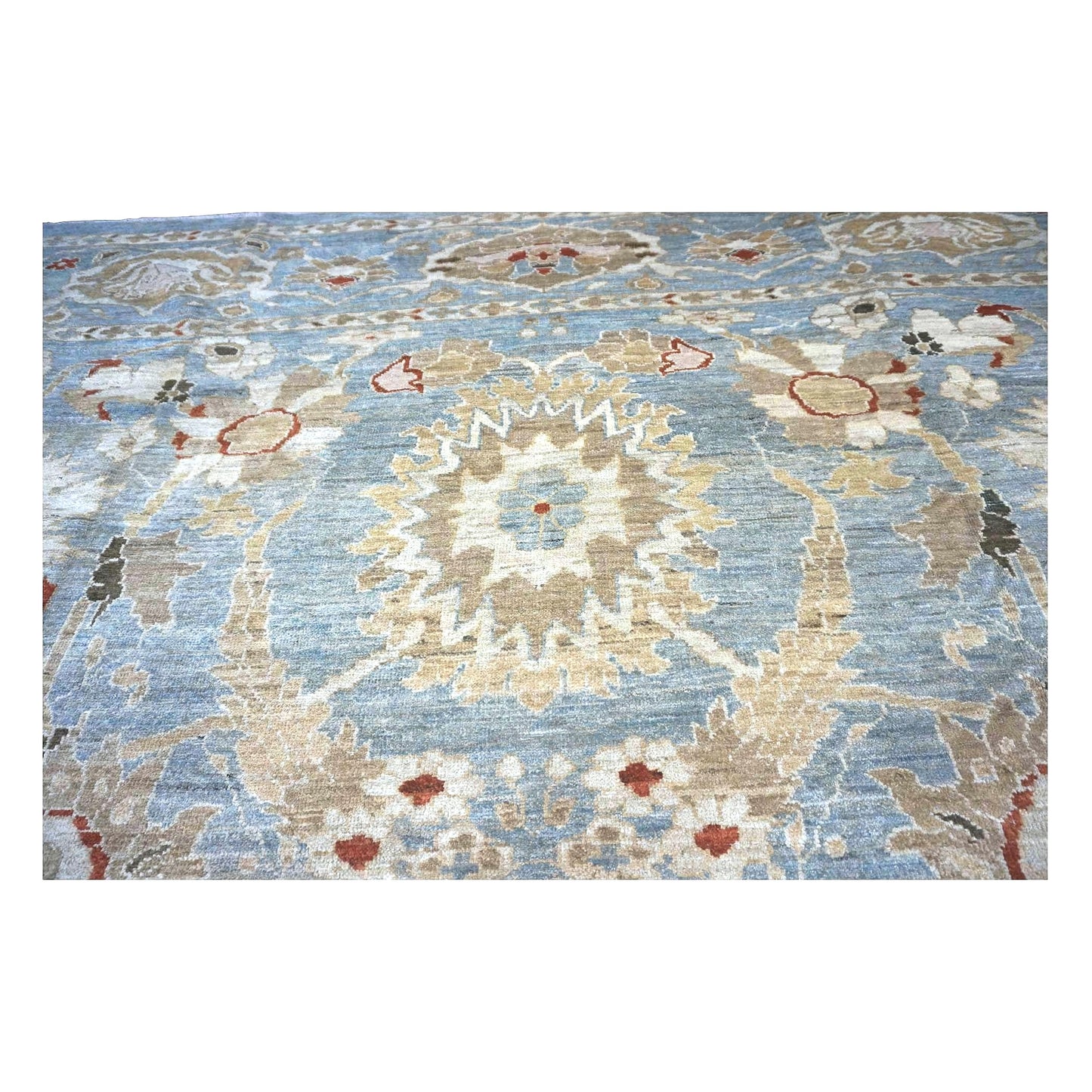 Persian Sultanabad Wool 13x23 Blue, Ivory & Red Handmade Oversized Area Rug #1143101